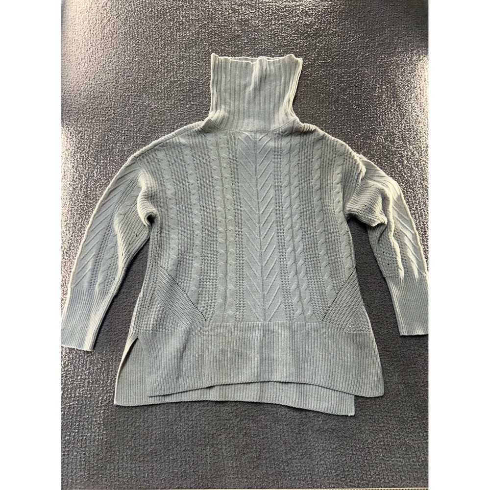 Design 365 Women Sage Green Cable Knit Chevron Turtleneck Sweater Size 1X